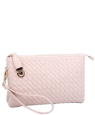 Fashion Woven Clutch Crossbody Bag WU112 NUDE